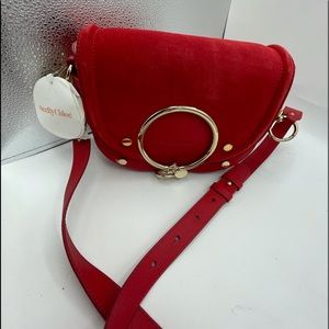 CHLOE See by Chloe Mara Suede & Leather Saddle Bag New $470